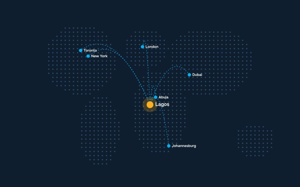 Map of clients connected to Lagos, Nigeria
