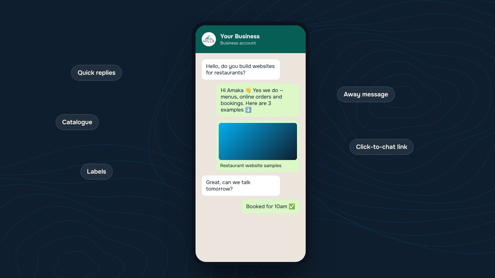 WhatsApp Business chat on a phone